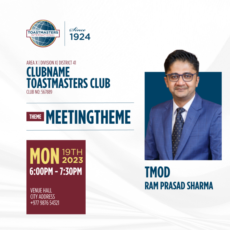 Meeting Templates (Club) – District 41 Toastmasters